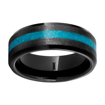 Men's Beveled & Ceramic Wedding Ring (8mm)